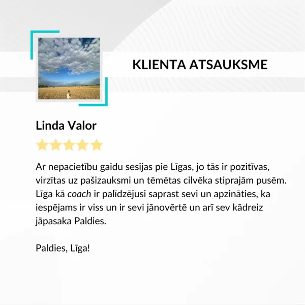 Linda Valor klienta atsauksme - individuālais koučings