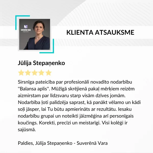Komandu koučings - Jūlija Stepaņenko atsauksme